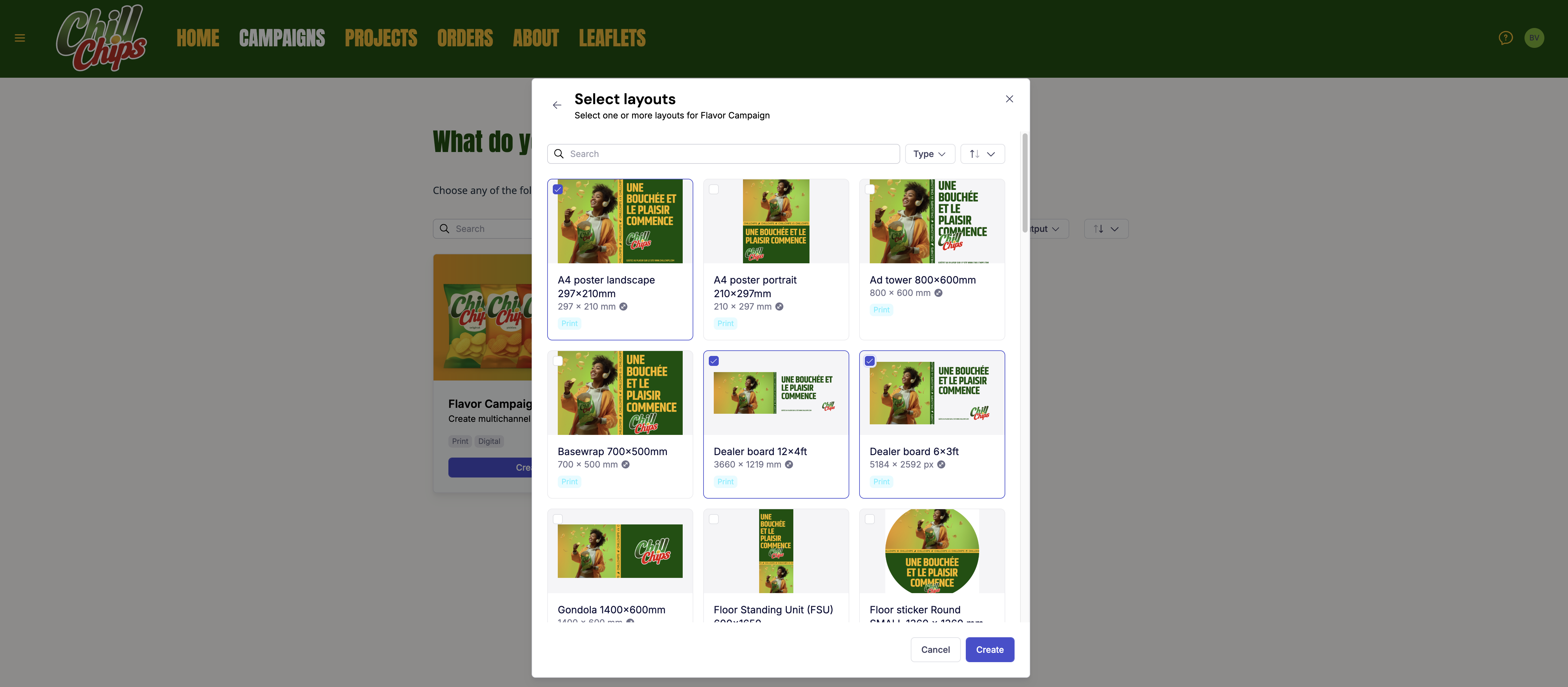 Pick the necessary layouts