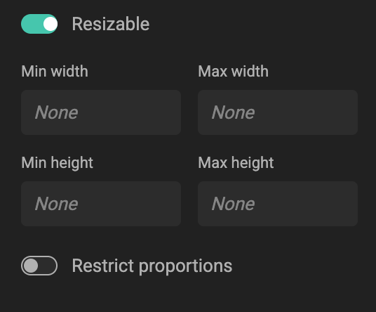 Resizable Layout with Min and Max width and height