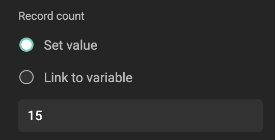 Record count field with a value entered