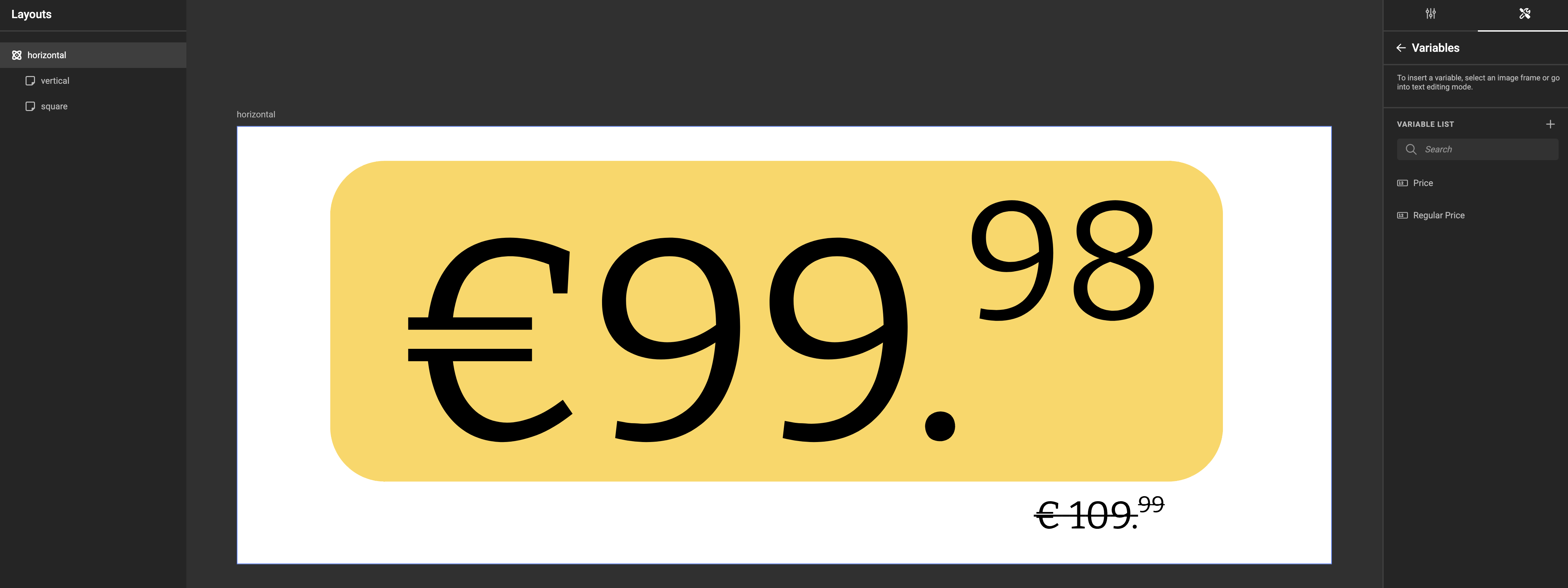 Component workspace showing multiple layouts