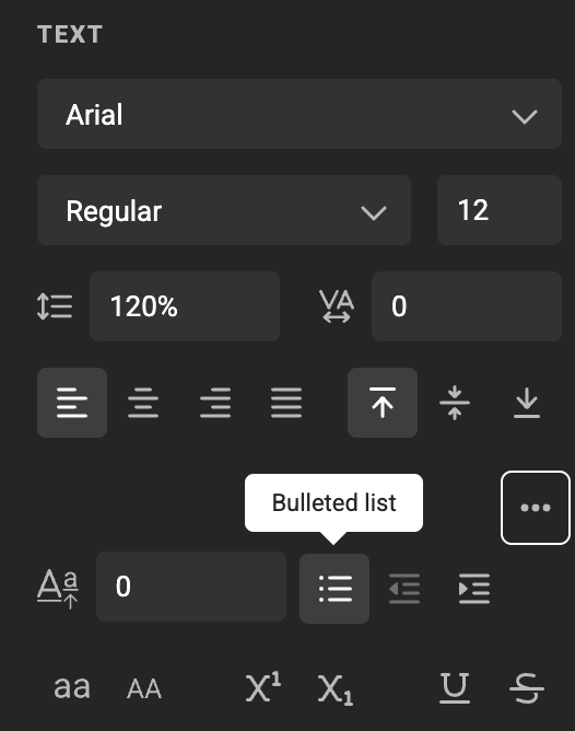 Bulleted list button
