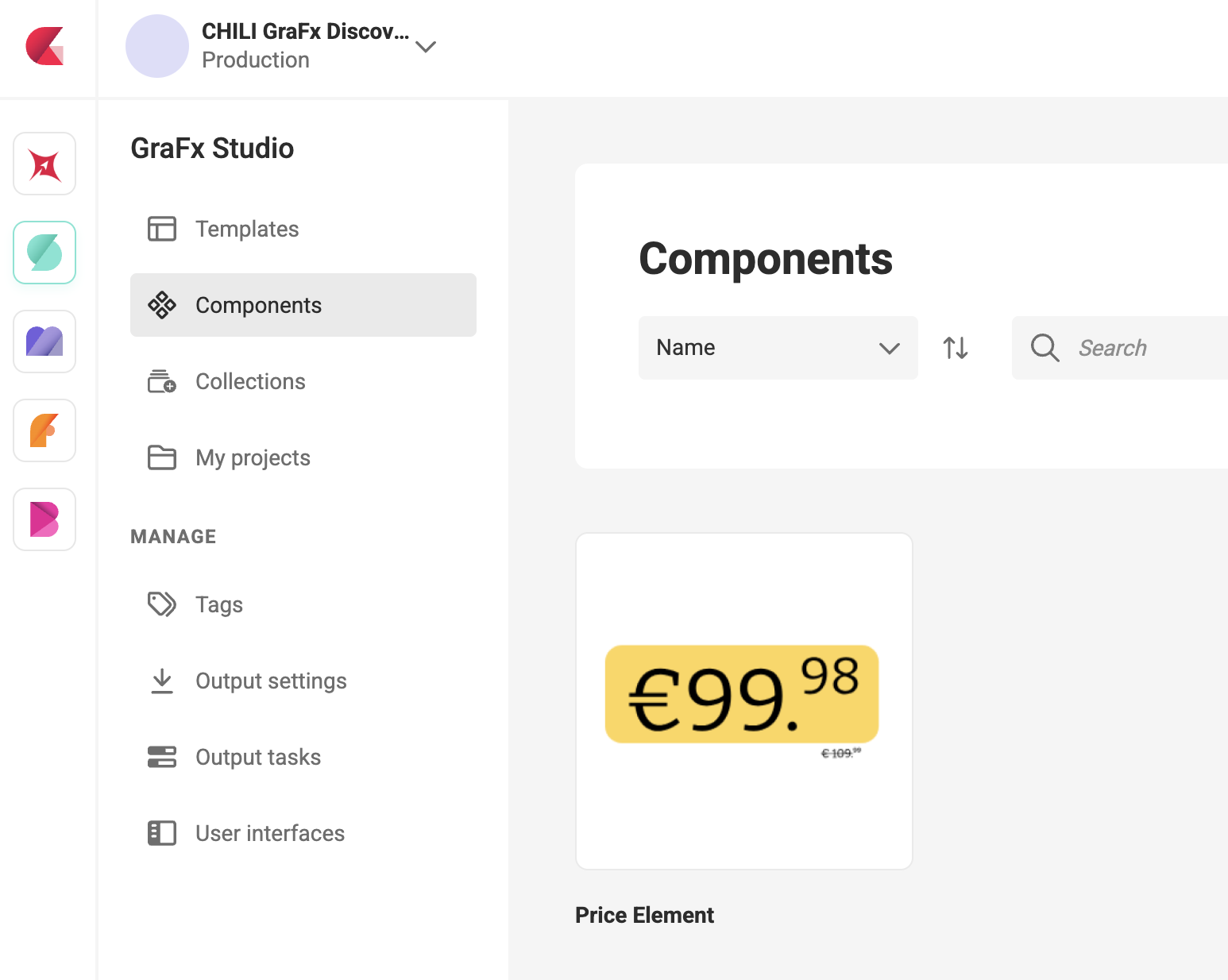Components overview page with grid of components