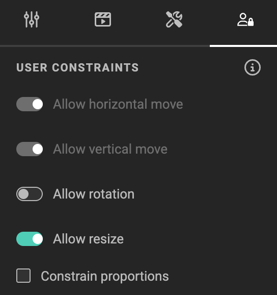 User constraints for image frames