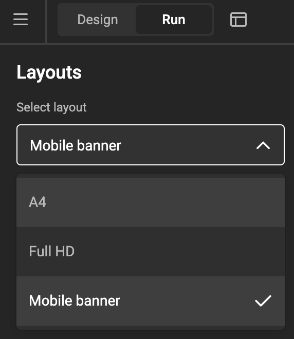 Choose a layout in Run-mode