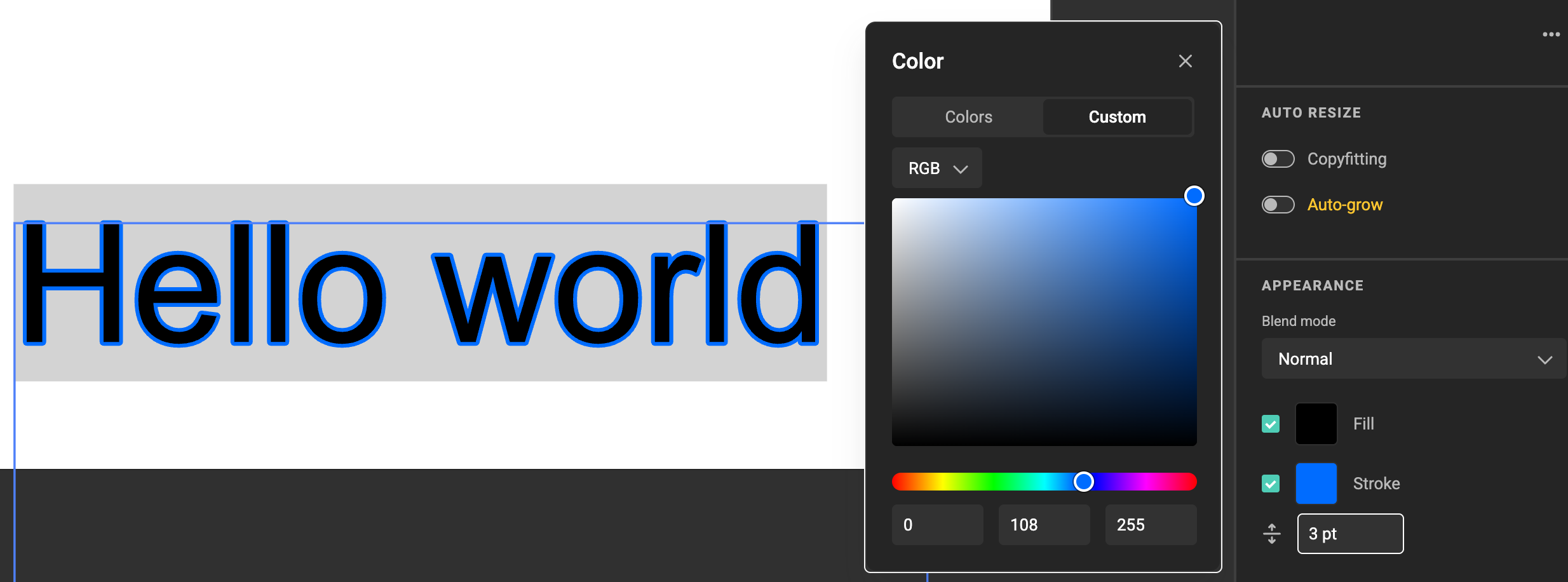 Text fill color and Text stroke