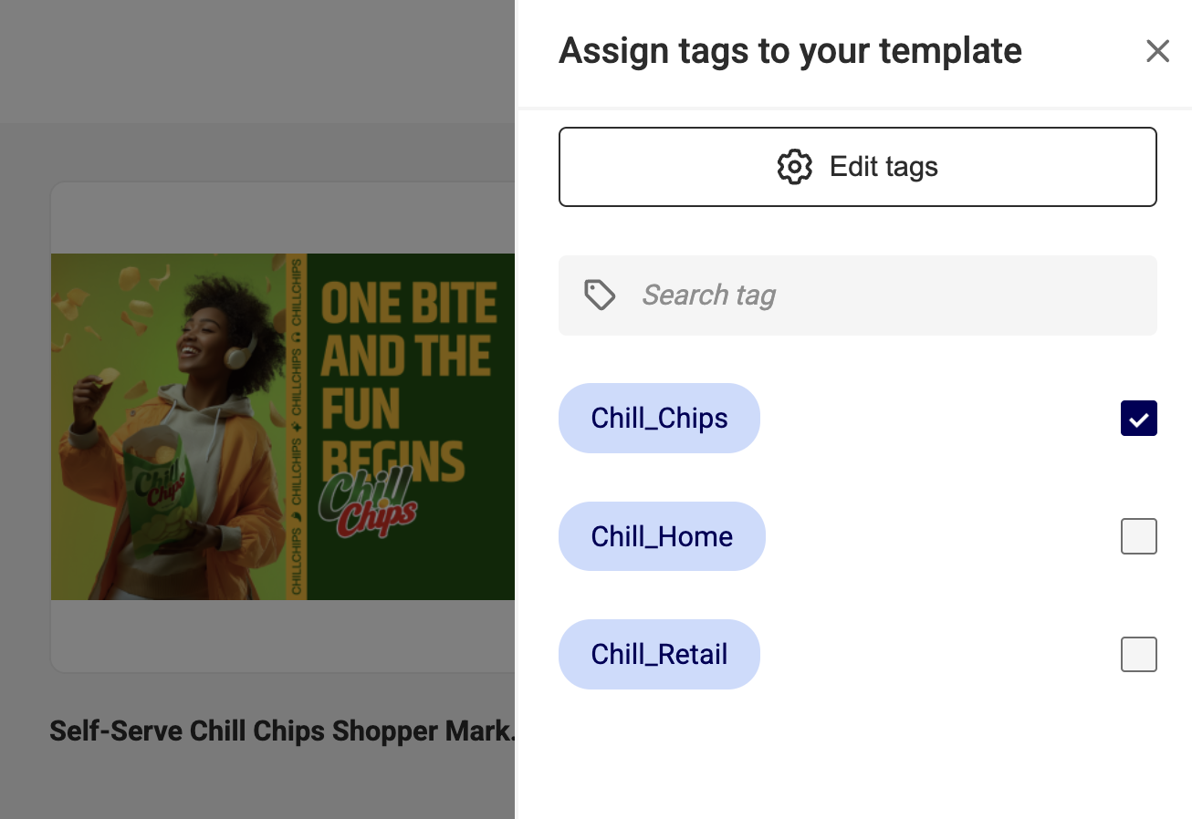 Assign Tags Side Panel