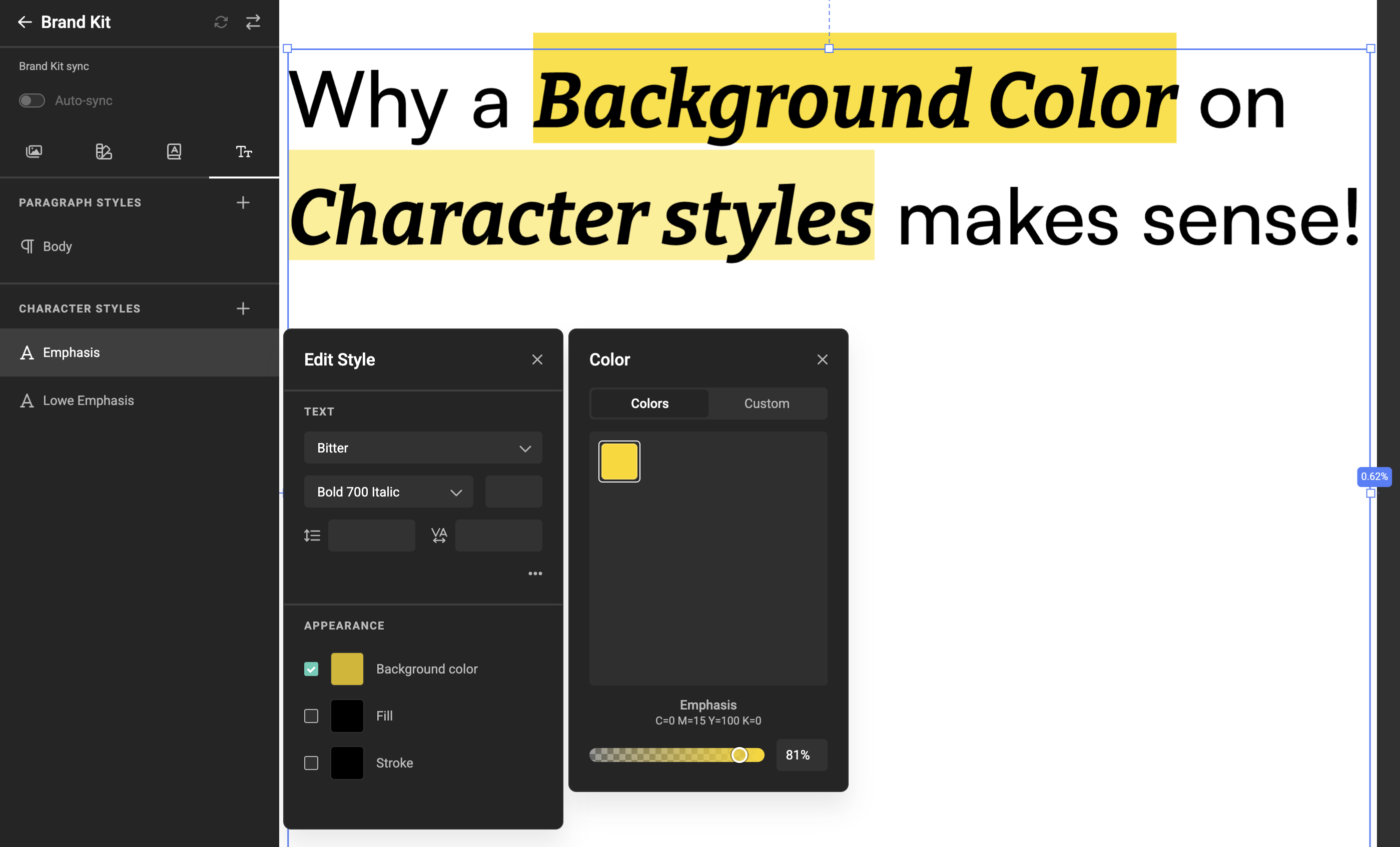 Background color on Character Styles