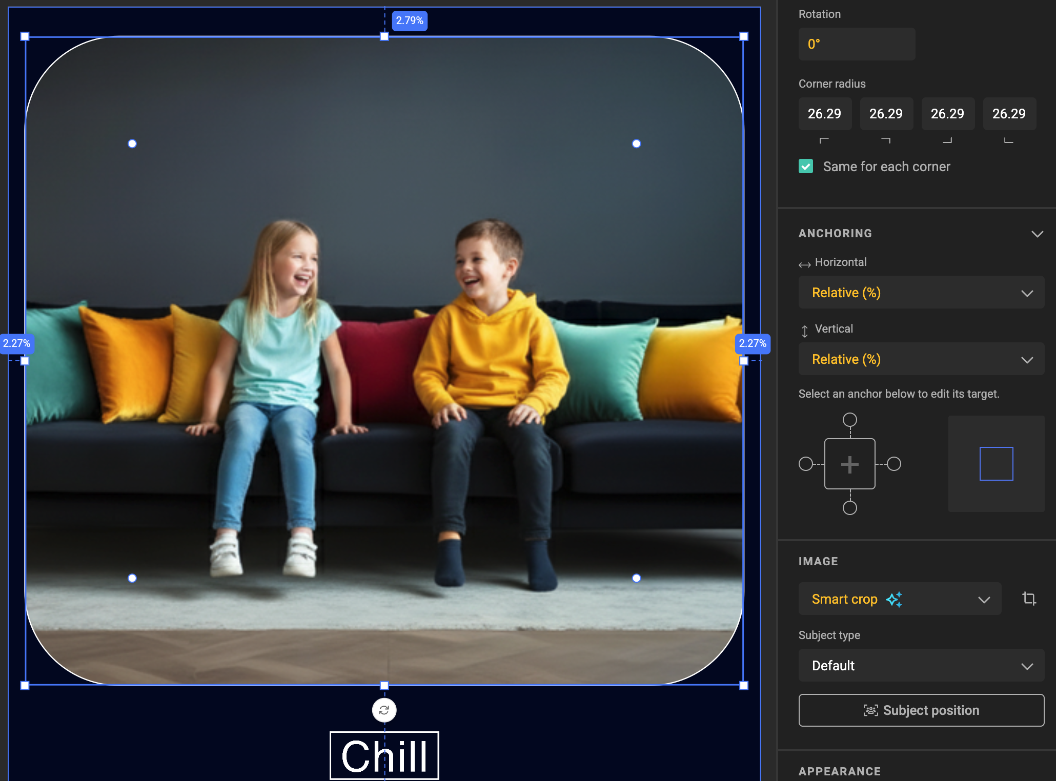 Clipping mask with rounded corners